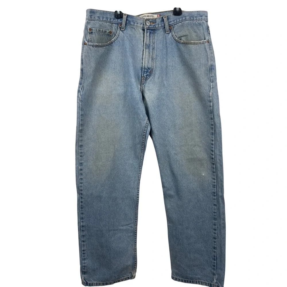 Levis 505 Regular Fit Light‎ Wash Straight Leg Denim Jeans Mens 38x32 Blue
